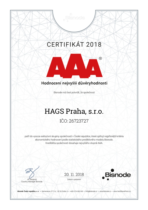 certifikát ISO AAA 2018