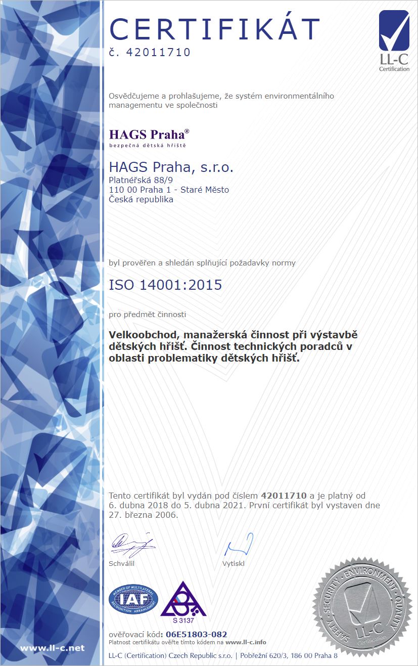 Certifikát ISO 14001:2015